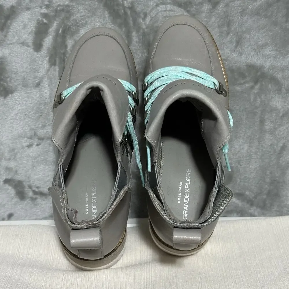 Cole Haan‎ Explore Womens Waterproof Wedge Boots Sz 8B Gray Outdoors Hiking Shoe